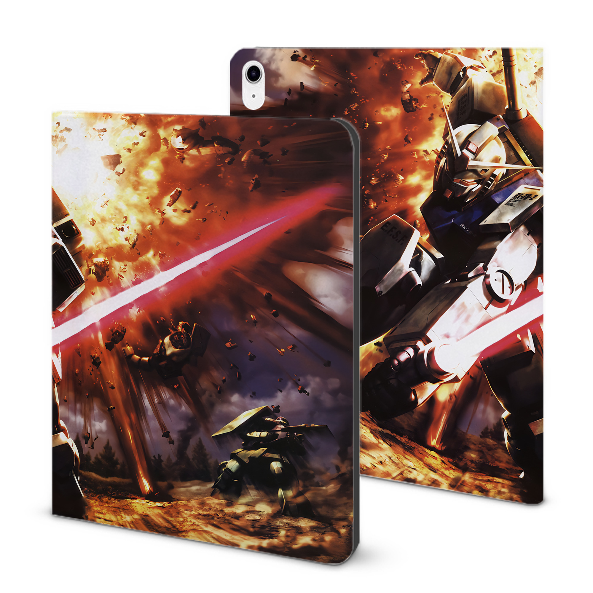 （画像用） 機動戦士ガンダム Mobile Suit Gundam IPad ケース ブック型 PUレザー TPU 耐衝撃 軽量 薄型 ペン収納なし 全面保護 IPad 各モデル対応